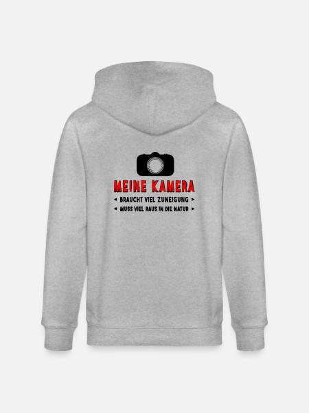 Kamera fotografieren - Stanley/Stella Unisex Bio-Kapuzenjacke CULTIVATOR - Grau meliert