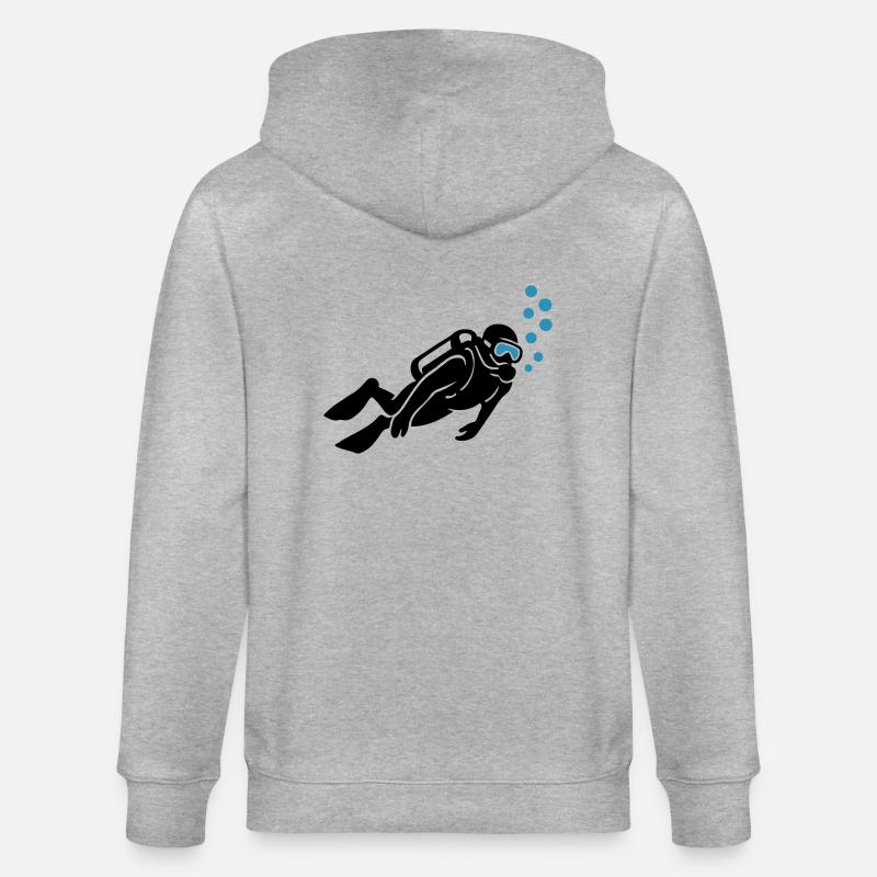 Taucher Silhouette Tauchen - Stanley/Stella Unisex Bio-Kapuzenjacke CULTIVATOR  - Grau meliert