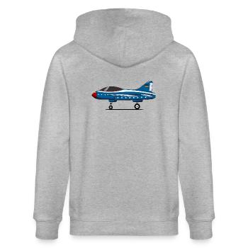 Flugzeug Fahrwerk Deutschland Flagge Blau - Stanley/Stella Unisex Bio-Kapuzenjacke CULTIVATOR  - Grau meliert - Hinten - Luana (180cm)