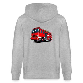 Ready to Roll: Heroisches Feuerwehrauto in Aktion - Stanley/Stella Unisex Bio-Kapuzenjacke CULTIVATOR  - Grau meliert - Hinten - Luana (180cm)
