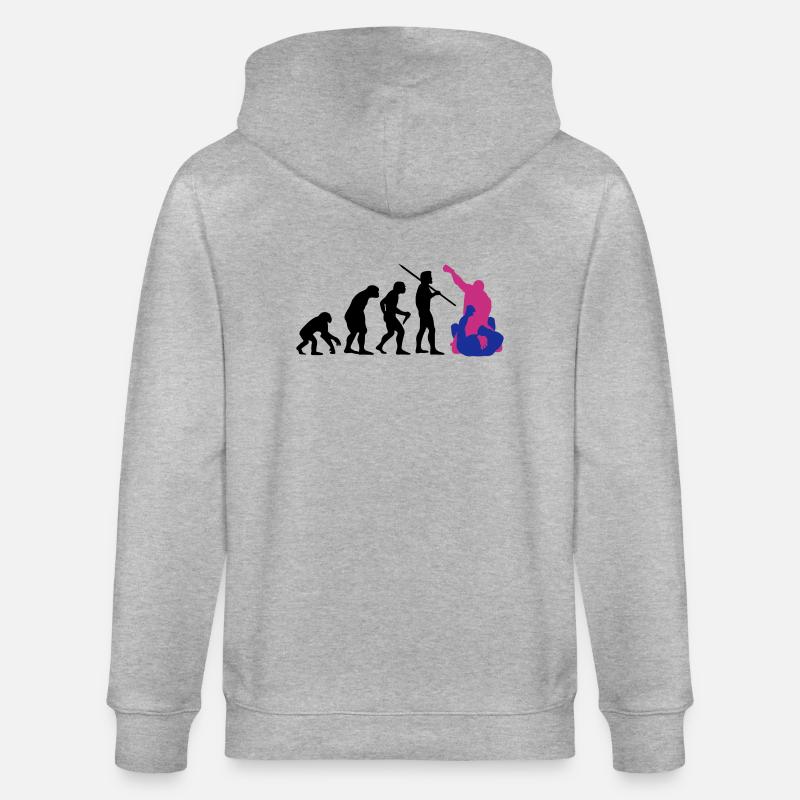Evolution des Mannes - MMA - Stanley/Stella Unisex Bio-Kapuzenjacke CULTIVATOR  - Grau meliert