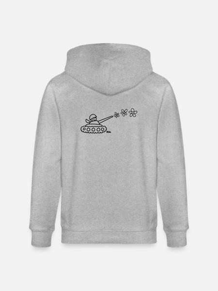 Panzer mit Blumen - Stanley/Stella CULTIVATOR  Unisex Organic Hooded Jacket - heather grey