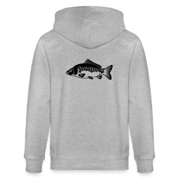 Karpfen (Carp) - Stanley/Stella Unisex Bio-Kapuzenjacke CULTIVATOR  - Grau meliert - Hinten - Luana (180cm)