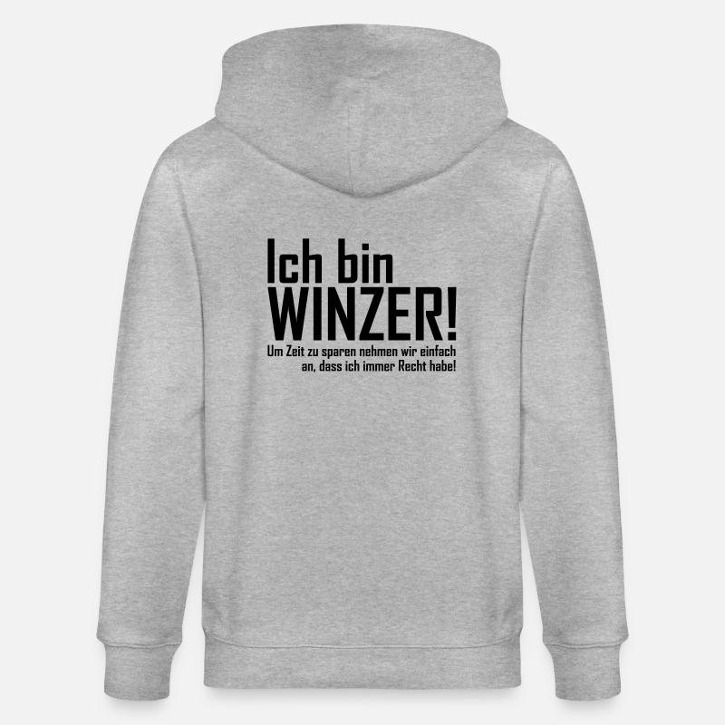 ich bin winzer - Stanley/Stella Unisex Bio-Kapuzenjacke CULTIVATOR - Grau meliert