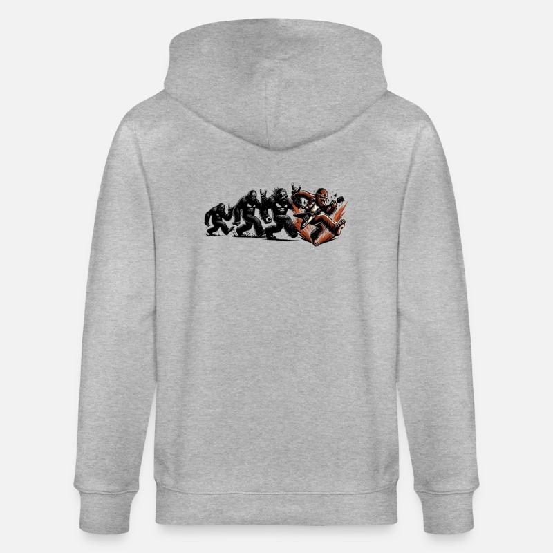 Bigfoot Gitarrist Evolution Walk - Stanley/Stella Unisex Bio-Kapuzenjacke CULTIVATOR  - Grau meliert