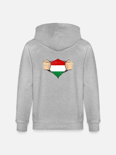 Hungary flag design used - Stanley/Stella CULTIVATOR  Unisex Organic Hooded Jacket - heather grey