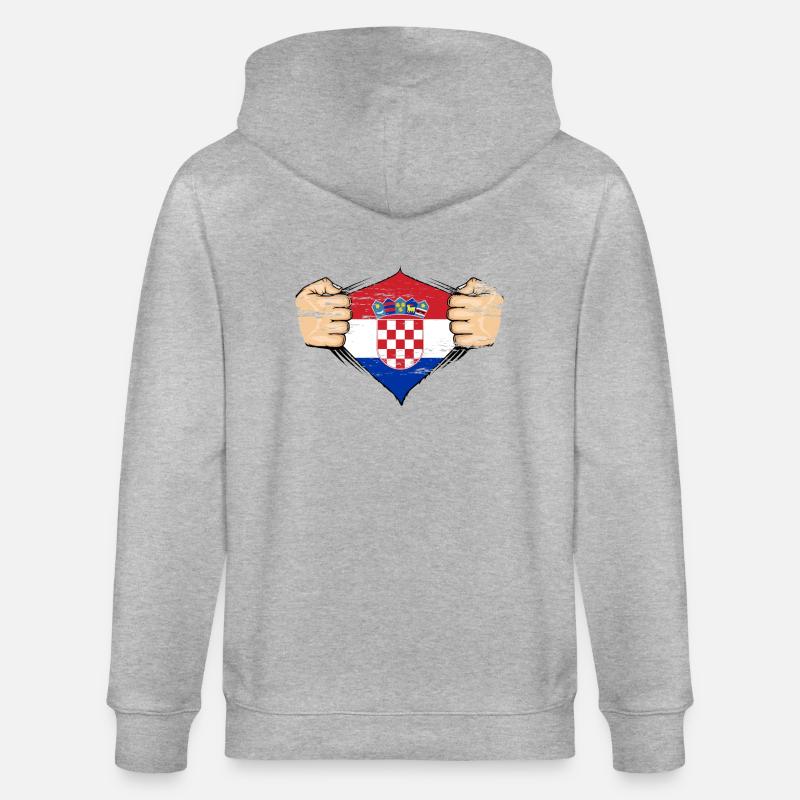 Drapeau de la Croatie utilisé - Veste à capuche bio CULTIVATOR Stanley/Stella Unisexe - gris chiné