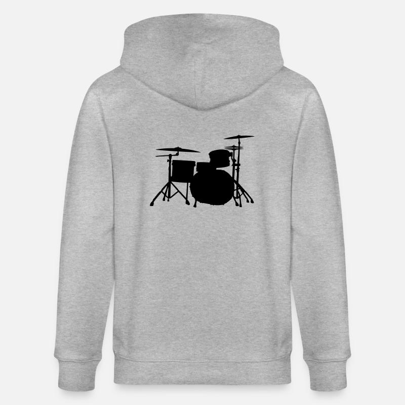 Drums Silhouette ReDesign 2 - Stanley/Stella Unisex Bio-Kapuzenjacke CULTIVATOR - Grau meliert
