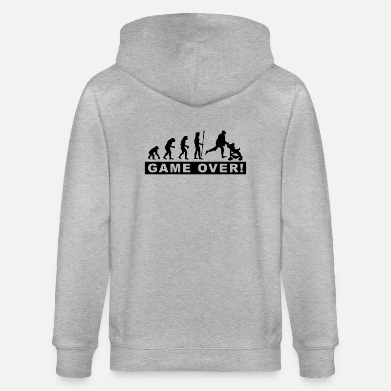 evolution_papa2 - Stanley/Stella Unisex Bio-Kapuzenjacke CULTIVATOR  - Grau meliert