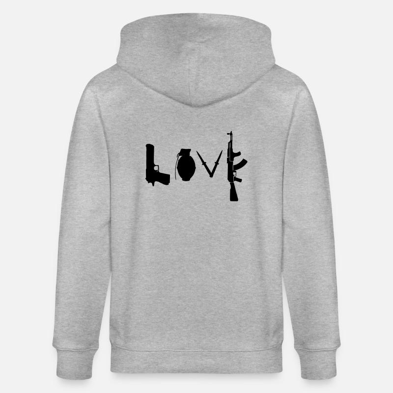 L'amour est guerre - Veste à capuche bio CULTIVATOR Stanley/Stella Unisexe - gris chiné