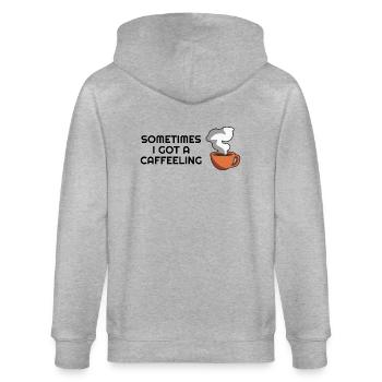 I got a Caffeeeling - Kaffee Liebhaber Barista - Stanley/Stella Unisex Bio-Kapuzenjacke CULTIVATOR  - Grau meliert - Hinten - Luana (180cm)