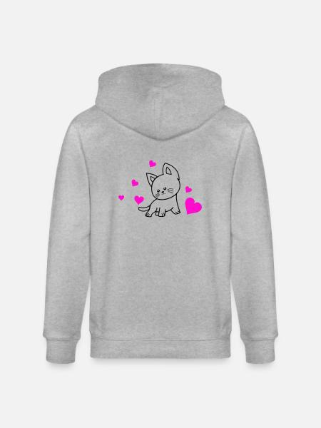 Cat Love 01 - Stanley/Stella CULTIVATOR  Unisex Organic Hooded Jacket - heather grey