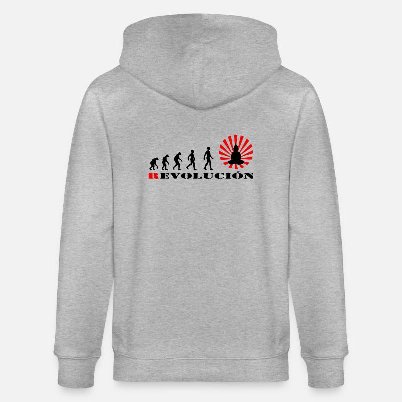 Darwin, evolution, revolution, enlightened, Buddha - Stanley/Stella CULTIVATOR Unisex Organic Hooded Jacket - heather grey