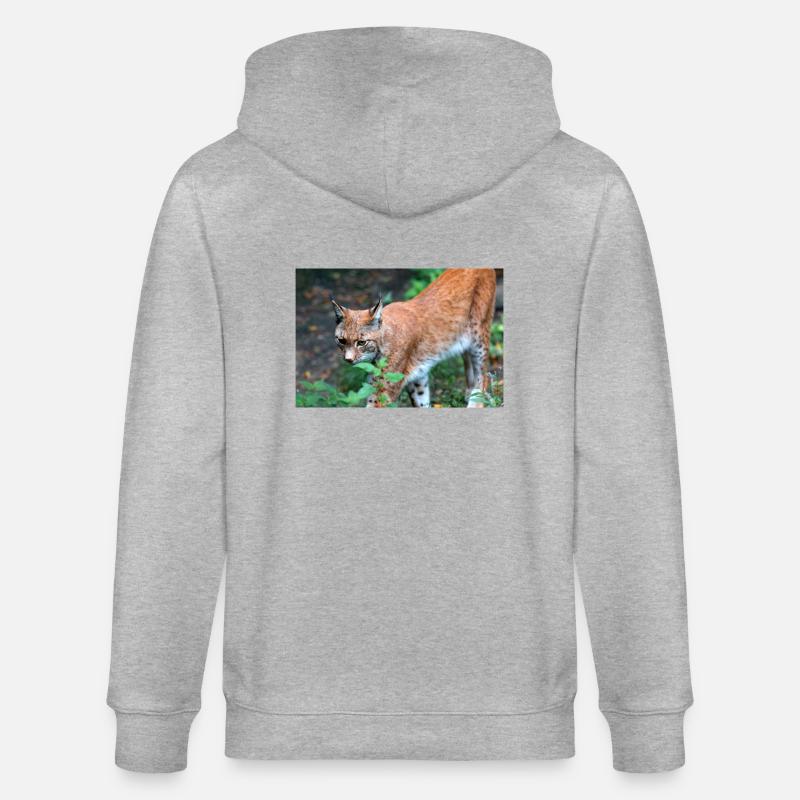 Eurasischer Luchs oder Nördlicher Luchs - Stanley/Stella Unisex Bio-Kapuzenjacke CULTIVATOR  - Grau meliert