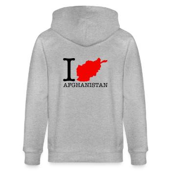 i_love_afghanistan_design_r2 - Stanley/Stella Unisex Bio-Kapuzenjacke CULTIVATOR  - Grau meliert - Hinten - Luana (180cm)