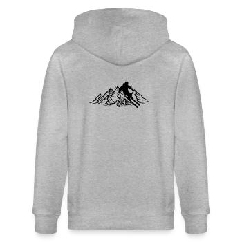 logo berge ski fahren runter berg winter sport spa - Stanley/Stella Unisex Bio-Kapuzenjacke CULTIVATOR  - Grau meliert - Hinten - Luana (180cm)