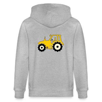Tractor yellow - Stanley/Stella CULTIVATOR  Unisex Organic Hooded Jacket - heather grey - Back - Luana (180cm)