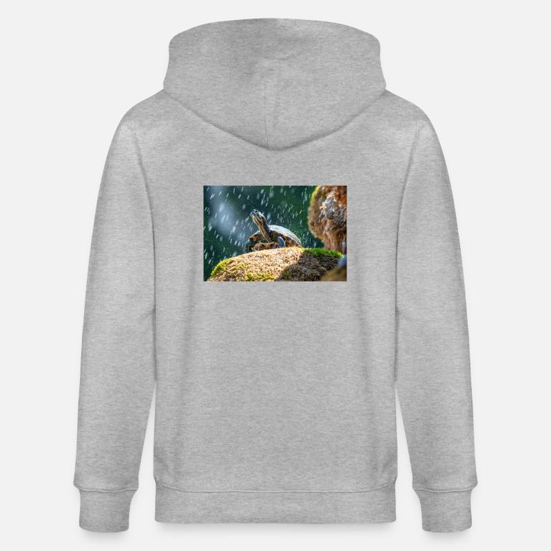 Yellow-bellied slider Trachemys scripta scripta - Stanley/Stella CULTIVATOR Unisex Organic Hooded Jacket - heather grey