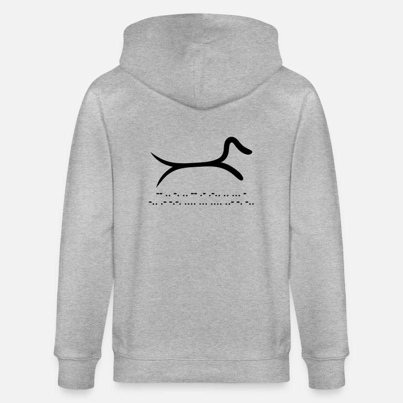 Teckel avec code morse - Veste à capuche bio CULTIVATOR Stanley/Stella Unisexe - gris chiné