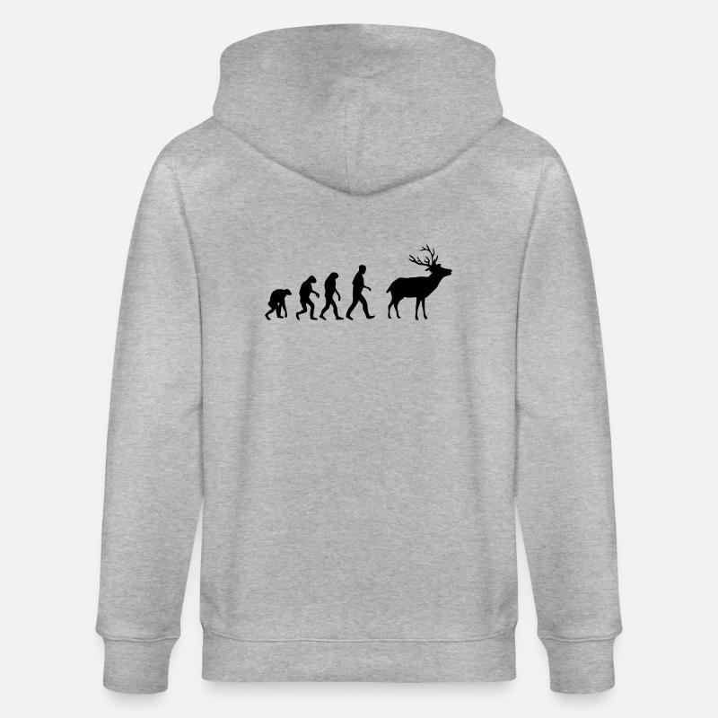 deer evolution - Stanley/Stella CULTIVATOR  Unisex Organic Hooded Jacket - heather grey