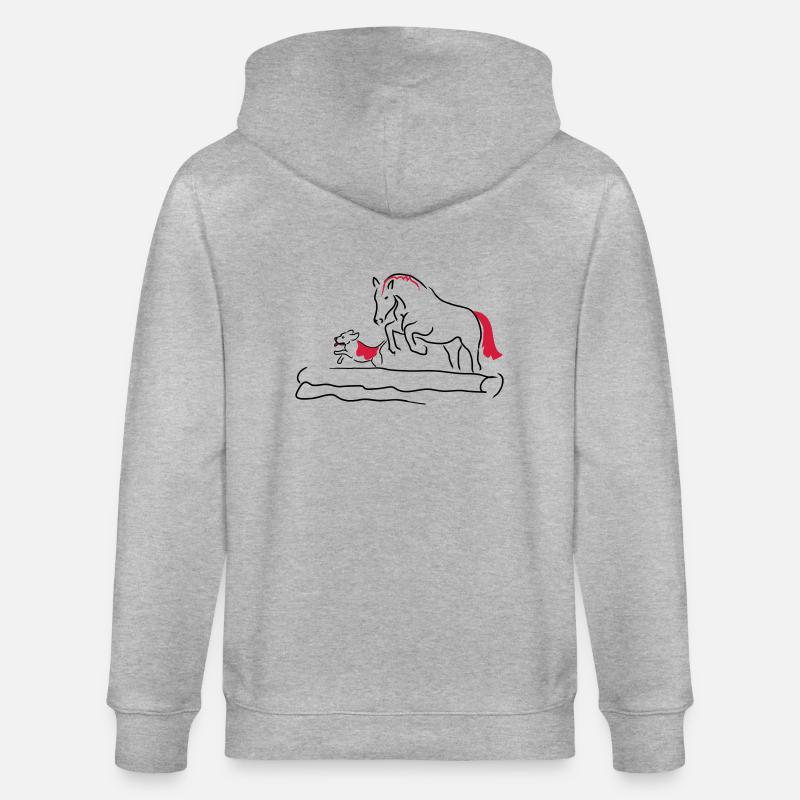 Springpferd mit Hund - Stanley/Stella Unisex Bio-Kapuzenjacke CULTIVATOR  - Grau meliert