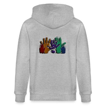HELLO hands - grunge style - Stanley/Stella CULTIVATOR  Unisex Organic Hooded Jacket - heather grey - Back - Luana (180cm)