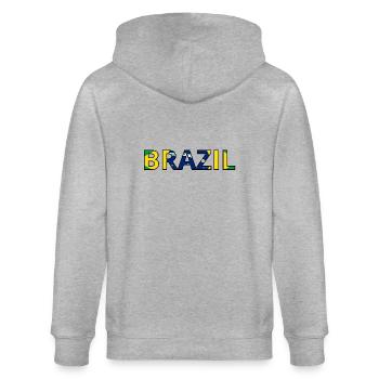 Brasilien Flagge - Stanley/Stella Unisex Bio-Kapuzenjacke CULTIVATOR  - Grau meliert - Hinten - Luana (180cm)