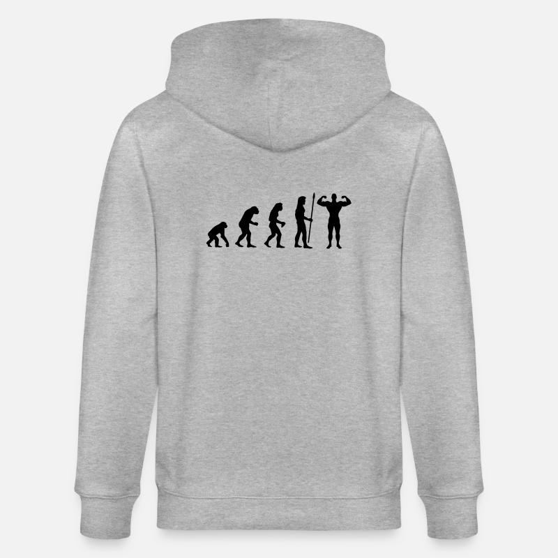 evolution_bodybuilding2 - Stanley/Stella Unisex Bio-Kapuzenjacke CULTIVATOR - Grau meliert