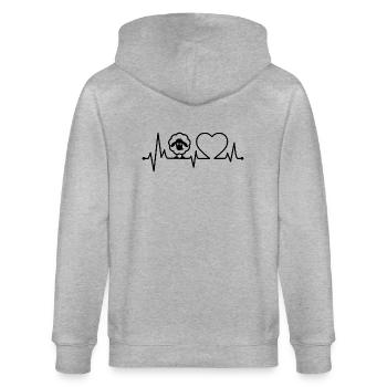 Herzschlag von Schafen - Stanley/Stella Unisex Bio-Kapuzenjacke CULTIVATOR  - Grau meliert - Hinten - Luana (180cm)
