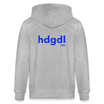 hdgdl hab dich ganz doll lieb Jahr2000 Y2K blau - Stanley/Stella Unisex Bio-Kapuzenjacke CULTIVATOR  - Grau meliert - Hinten - Luana (180cm)