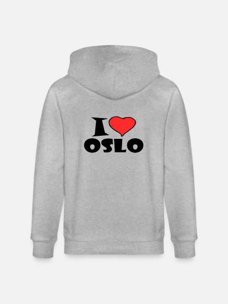 I Love Oslo - Stanley/Stella CULTIVATOR  Unisex Organic Hooded Jacket - heather grey