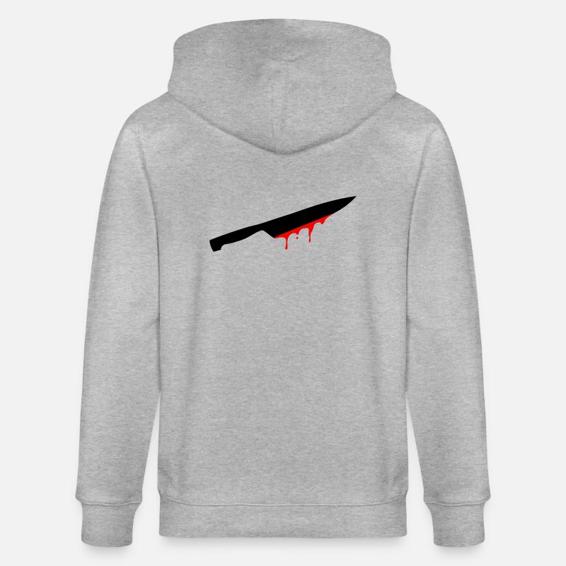 messer, klinge, blut, - Stanley/Stella Unisex Bio-Kapuzenjacke CULTIVATOR  - Grau meliert