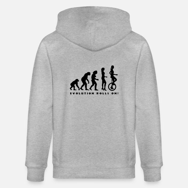 evolution_einradfahrerin_1c_b - Stanley/Stella CULTIVATOR  Unisex Organic Hooded Jacket - heather grey