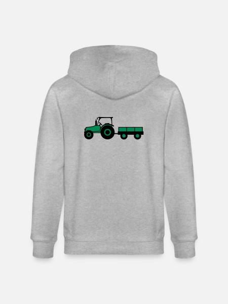 Tractor With Trailer - Stanley/Stella CULTIVATOR Unisex Organic Hooded Jacket - heather grey