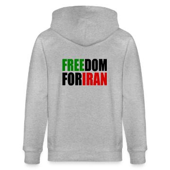 Freedom for iran - Stanley/Stella Unisex Bio-Kapuzenjacke CULTIVATOR  - Grau meliert - Hinten - Luana (180cm)