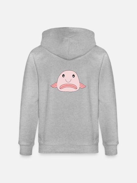 Blobfish fish comic ugly fish - Stanley/Stella CULTIVATOR Unisex Organic Hooded Jacket - heather grey