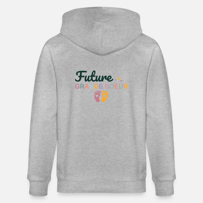 Kind Kind Zukunft Große Schwester - Stanley/Stella Unisex Bio-Kapuzenjacke CULTIVATOR  - Grau meliert
