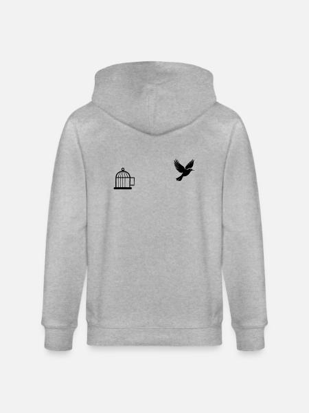 Vogelfrei - Freedom Bird - Stanley/Stella CULTIVATOR  Unisex Organic Hooded Jacket - heather grey