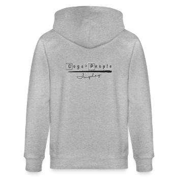 Dogs Vs People Black text - Stanley/Stella CULTIVATOR  Unisex Organic Hooded Jacket - heather grey - Back - Luana (180cm)