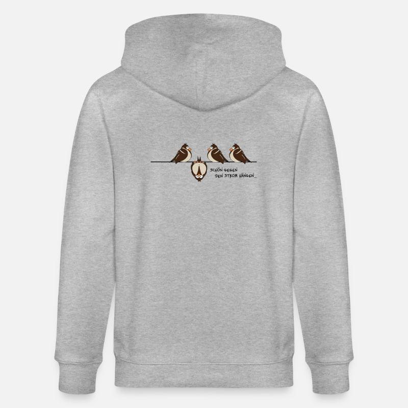 Spatz 'gegen den Strom' - Stanley/Stella Unisex Bio-Kapuzenjacke CULTIVATOR  - Grau meliert