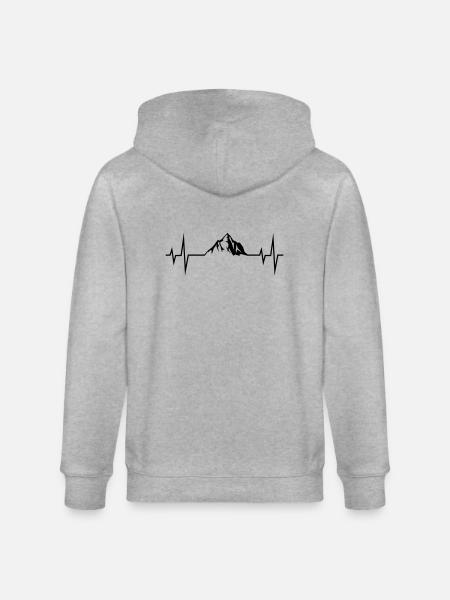 mountains puls ekg - Stanley/Stella Unisex Bio-Kapuzenjacke CULTIVATOR  - Grau meliert