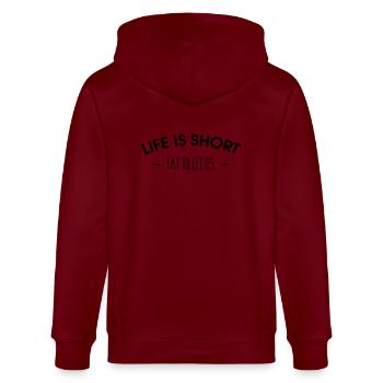 Life is short, eat rillettes - Stanley/Stella CULTIVATOR  Unisex Organic Hooded Jacket - burgundy - Back - Anna (173cm)