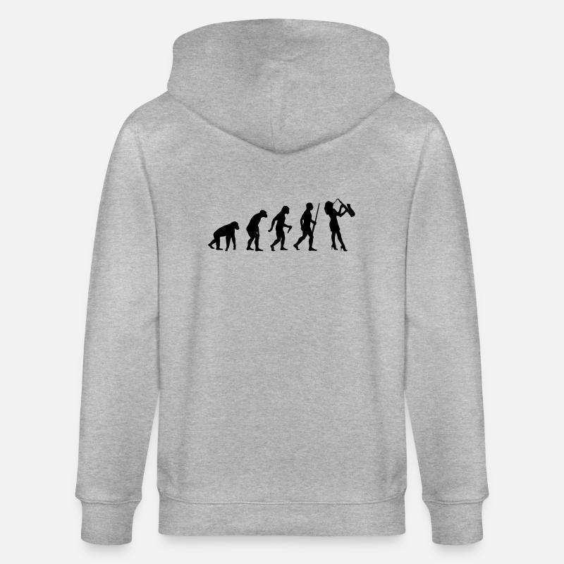Saxofon Evolution - Stanley/Stella Unisex Bio-Kapuzenjacke CULTIVATOR  - Grau meliert