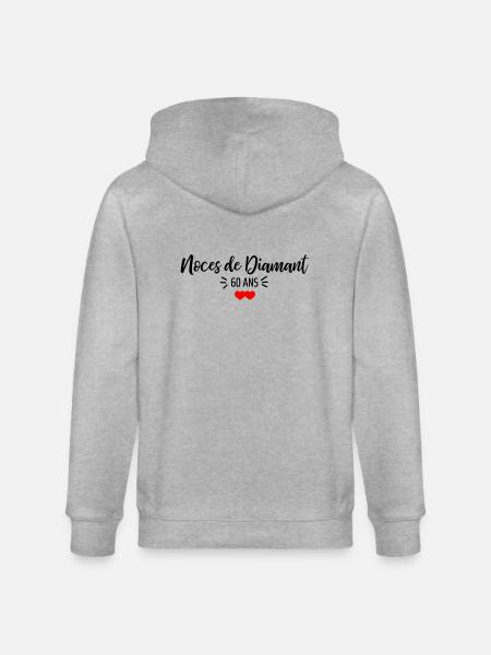 noces de Diamant - Veste à capuche bio CULTIVATOR Stanley/Stella Unisexe - gris chiné