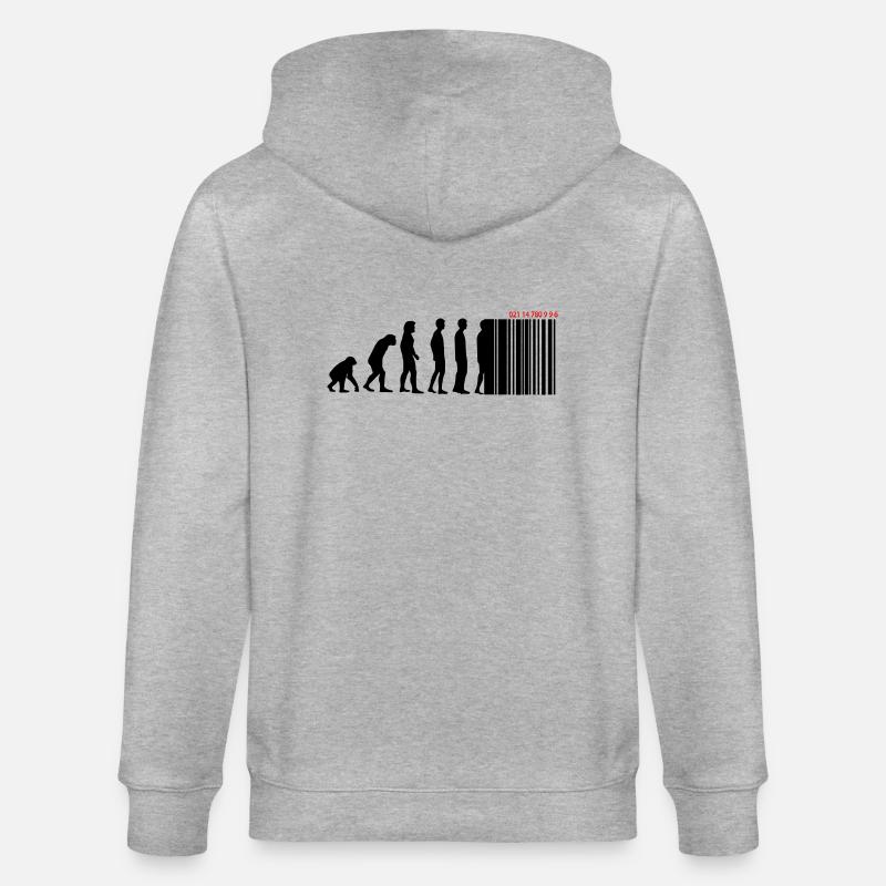 DARWIN - EVOLUTION SOCIETE - CODE BARRE - Veste à capuche bio CULTIVATOR Stanley/Stella Unisexe - gris chiné