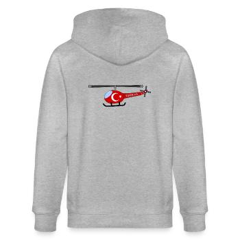 Hélicoptère Türkiye Flag Enfants - Veste à capuche bio CULTIVATOR Stanley/Stella Unisexe - gris chiné - Dos - Luana (180cm)