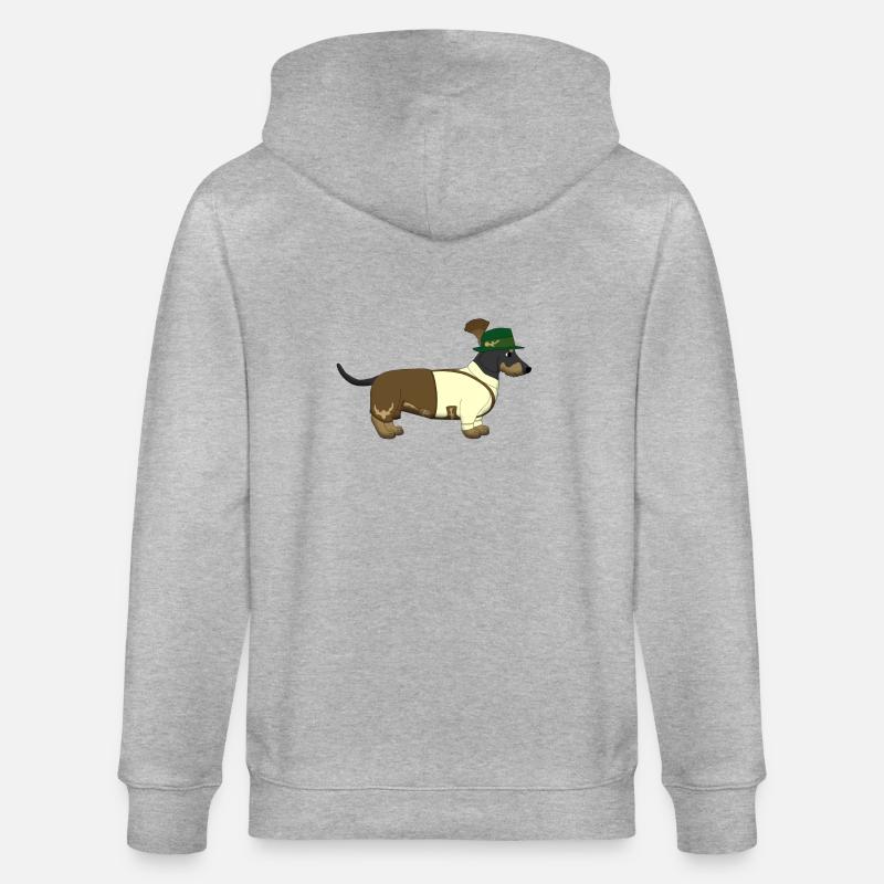 Der bayerische Dackel weißes Hemd - Stanley/Stella Unisex Bio-Kapuzenjacke CULTIVATOR  - Grau meliert