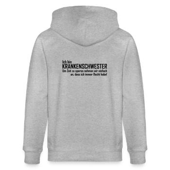 ich bin krankenschwester - Stanley/Stella Unisex Bio-Kapuzenjacke CULTIVATOR  - Grau meliert - Hinten - Luana (180cm)