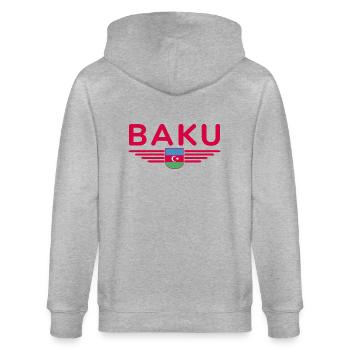 T-Shirt Bakou – Pour les fans de la capitale - Veste à capuche bio CULTIVATOR Stanley/Stella Unisexe - gris chiné - Dos - Luana (180cm)