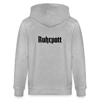Ruhrpott - Pott - Bergbau - Kumpel - Ruhr - Shirt - Stanley/Stella Unisex Bio-Kapuzenjacke CULTIVATOR  - Grau meliert - Hinten - Luana (180cm)